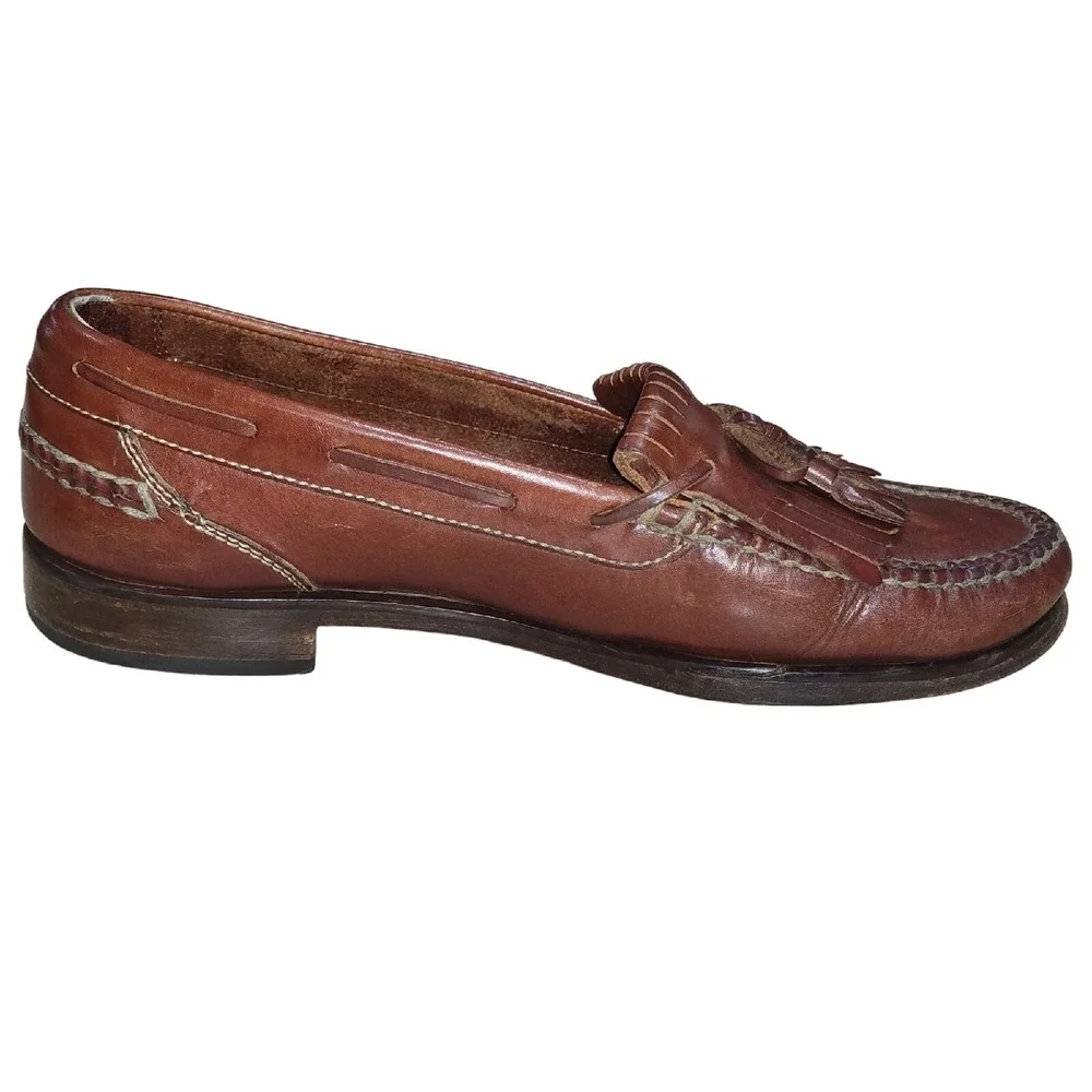 Vintage Cole Haan Men's Brown Tassel Loafers Leather Hand Sewn Sz 8.5 M‎